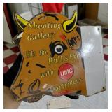 UMC AMMO porcelain bull cow target sign