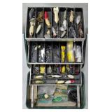 UMCO 600U tackle box &40+ old fishing lures MORE