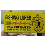 PAW PAW bait company fishing lure rack sign