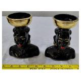 c1950 JOAN LEA pair blackamoor nubian head vases