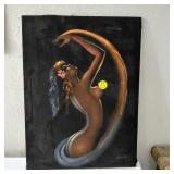 Black velvet nude dancer ultraviolet painting WONG