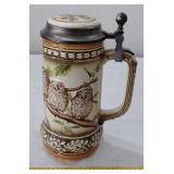 Dbl Signed German GERZ owls beer stein