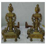 1920s bronze screaming demon fireplace andirons