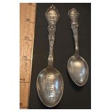 c1910 STERLING souvenir spoons NEBRASKA & INDIANA