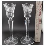 WATERFORD 2 crystal Marquis 8' tulip candlesticks