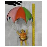 Vintage paper mache parachute clown toy folk art