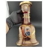 BOHEMIAN MOSER cranberry red gilted portrait vase