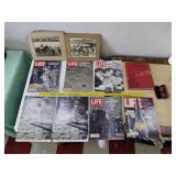 Stamp collection horse racing photos Life mags etc