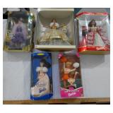 Lot of 5 Mattel Barbie dolls w original box