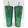 Pair of NEW Starbucks Green Jeweled Venti 24 oz