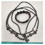 Lot of 3 Hematite Necklaces & Bracelet