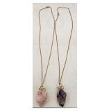 Lot of 2 Natural Crystal Necklaces
