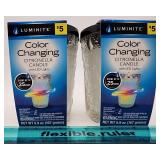 NEW Lot of 2 Color Changing Citronella Candles