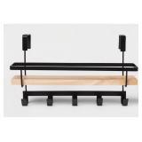 NEW Shelf Rack with Hooks Matte Black- B