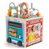 NEW FAO Schwarz Busy City Wooden Activity Cube