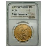 1907 $20 Gold Saint Gaudens NGC MS63