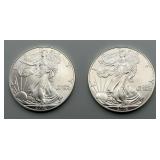 Pair of 2002 American Silver Eagles