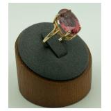 14K Gold Ring w/ Giant Pink Tourmaline Stone