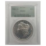 1881 Morgan Silver Dollar PCGS MS63