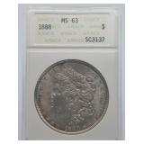 1888 Morgan Silver Dollar MS63