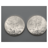 Pair of 2002 American Silver Eagles