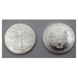 Pair of 2002 American Silver Eagles