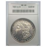 1881-S Morgan Silver Dollar MS66