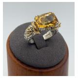 18K & Sterling Silver Ring w/Large Citrine