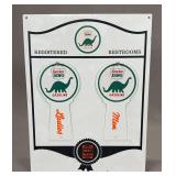 Sinclair Dino Gasoline Registered Restrooms Metal Sign