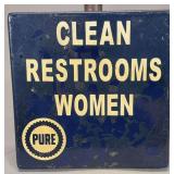 Pure Oil Company Porcelain Enamel Restroom Sign