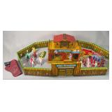 Fort Superior Lithographed Tin Toy Playset with Plastic Figures and Accessories