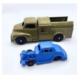 Hubley Kiddie Toy 'Bell Telephone' Plastic Truck & Vintage Friction-Motor Race Car #76 — Two-Piece Mid-Century Plastic Toy Lot
