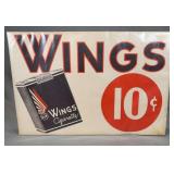Wings Cigarettes Metal Advertising Sign, 10 Cent Price Point