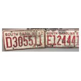 Pair of 1961 South Carolina Passenger Vehicle License Plates