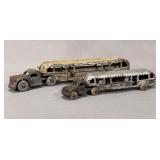Two Arcade Cast Iron 'A Century of Progress' GMC Greyhound Lines Buses — 1933 Chicago World's Fair Souvenir Toys