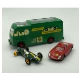 Matchbox King Size No. K-5 'Racing Car Transporter' by Lesney — England, Circa 1967–1969 with Lotus & Ferrari Diecasts (Lotus Missing One Tire), No Original Box