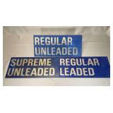 Collection of Three Metal Fuel Pump Signage Panels