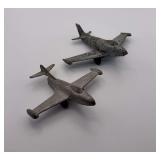 Two Vintage TootsieToy Diecast Jets — Grumman F9F-2 'Panther' (U.S. Navy) & North American F-86 'Sabre' (USAF), Made in USA, Loose