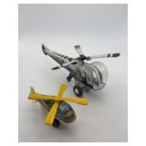 Vintage toy highway patrol and police helicopters