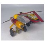 Lot of 2 - 1 Wooden and 1 Tin Helicopter