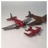 Collection of Three Pressed Steel Toy Airplanes