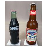 Pair of Promotional Beverage Bottles: Coca-Cola Classic and Budweiser