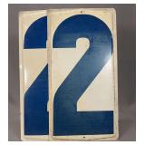 Set of Two Porcelain Enamel Metal Number 2 Signs