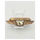 Vintage Eastern Air Lines personalized ground crew or station operations uniform wing pin “Jackie Lung”