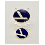 Two Eastern Air Lines Oval Enamel Logo Emblems in Different Sizes (Hockey Stick Era)