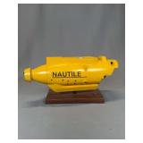 Nautile Submersible Desk Model Yellow Painted Finish on Wood Stand (Broken piece)
