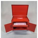 TWA Miniature Tool Box Desk Accessory Red Painted Metal with L.S. Starrett Co. Insert