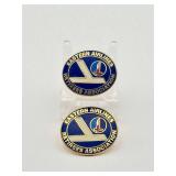 Pair of Eastern Airlines Retirees Association Oval Enamel Lapel Pins