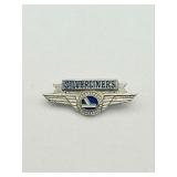 Eastern Air Lines 'SILVERLINERS' Sterling Wing Pin with Enamel Logo, Balfour Marked (Hockey Stick Era)