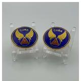 Pair of Vintage Cuban Air Force (Fuerza Aérea del Ejército de Cuba) Insignia Pins